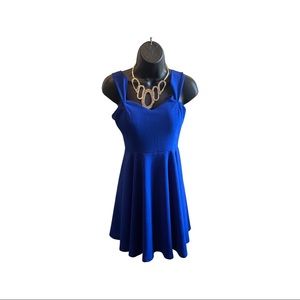 Navy blue mini fit and flare dress